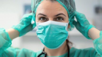 A healthcare professional demonstrating the proper way to wear and dispose of a mask to prevent cross-contamination and ensure effective flu prevention.  - Powered by Adobe