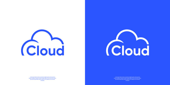 Modern cloud logo word mark symbol storage database server logo design.