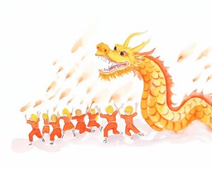 Obraz premium Chinese New Year, dragon dance during Chinese New Year