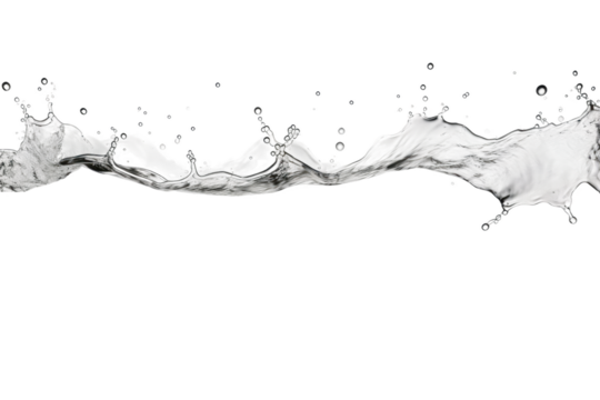 Dancing Water: A White Canvas Comes to Life on White or PNG Transparent Background.