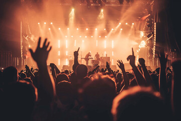 crowd of people dancing at concert	
