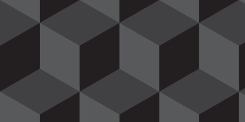 Fototapeta premium Seamless abstract black and gray stripe rectangles hexagon type cube geometric pattern. modern square diamond mosaic pattern. retro ornament grid tiles and wallpaper used for background.