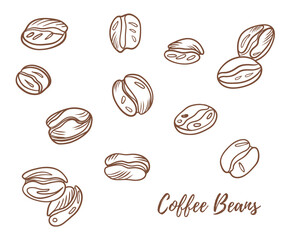 Vector coffee beans line art illustration, graphic line coffee beans combination. Great for any designs, textile, art, walls, package