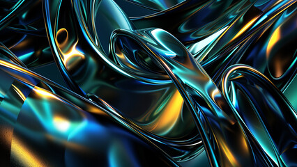 Neon Nights: An Abstract Metallic Background with 3D Fractals