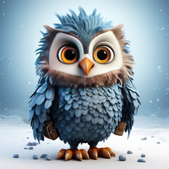 Obraz premium Watercolor Frosty owl, clipart Illustration, Generative Ai