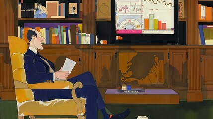 Elegant Office Setting with a Mood of Contemplative Solitude