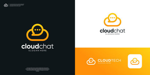 Bubble chat cloud logo design template.