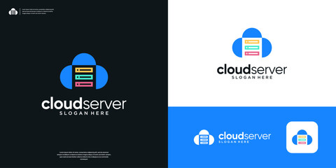 Database cloud server storage logo design colorful.