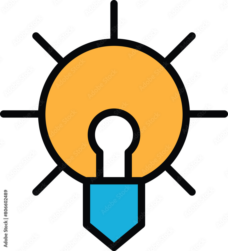 Poster light bulb with a keyhole in the middle in the concept of business icons