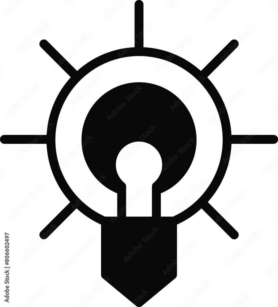 Poster light bulb with a keyhole in the middle in the concept of business icons