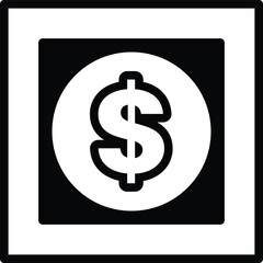 A black and white image of a dollar sign with a circle around it In the concept of business icons