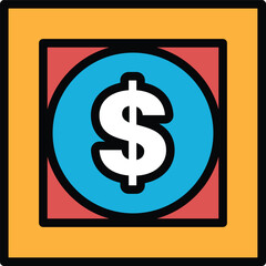 A black and white image of a dollar sign with a circle around it In the concept of business icons