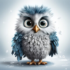Obraz premium Watercolor Frosty owl, clipart Illustration, Generative Ai
