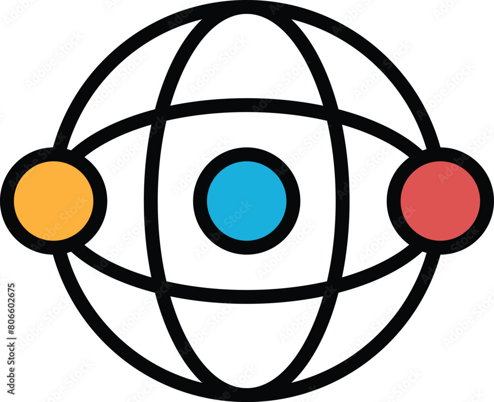 Poster a black and white image of a globe with two small circles in the middle of it in the concept of busi