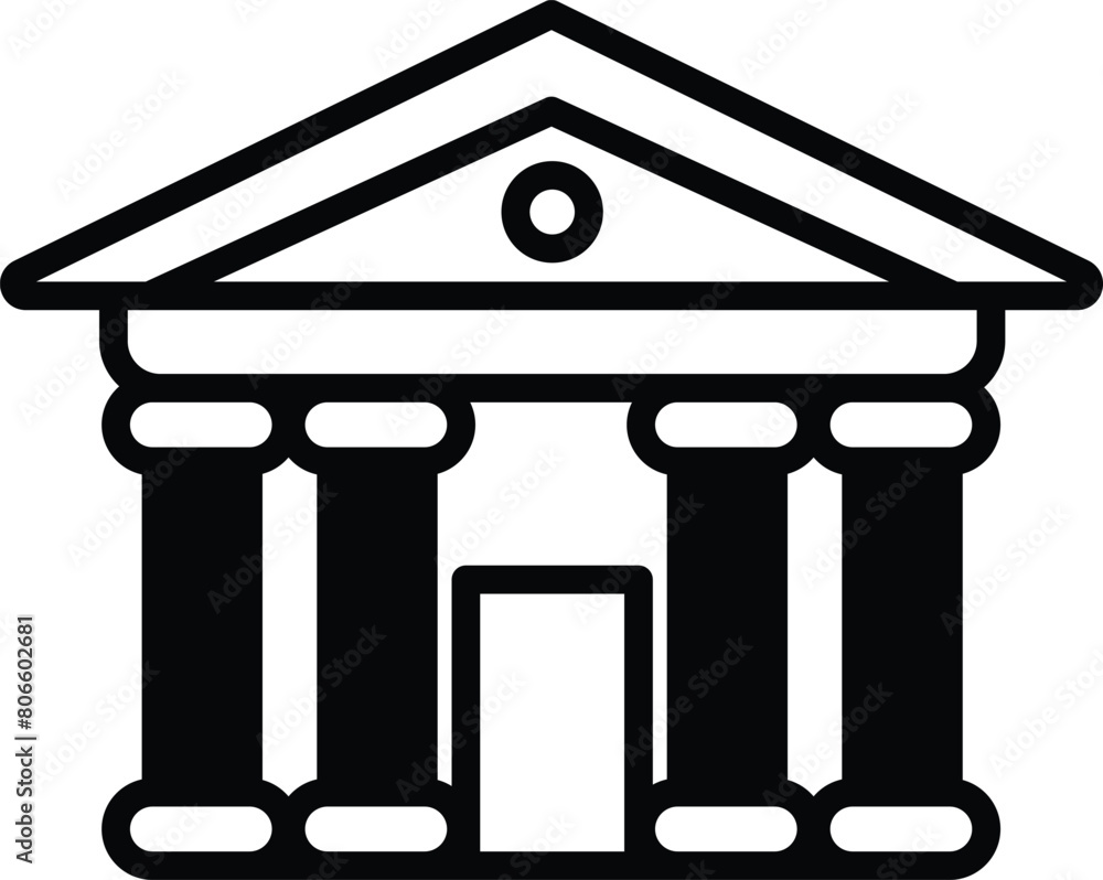 Poster a building with columns and a dome on top in the concept of business icons