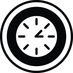 A black and white clock with the hands In the concept of business icons