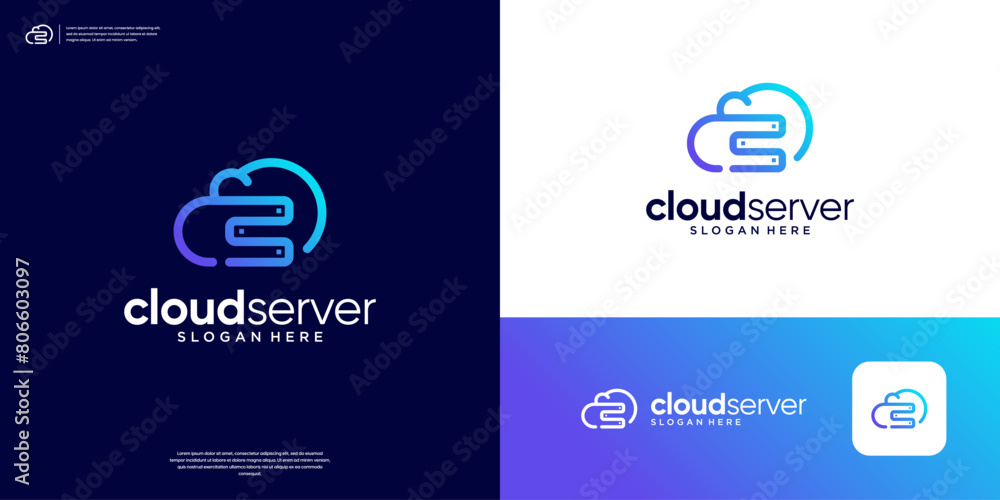Poster cloud server database storage logo design technology.