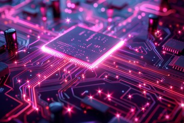 CPU processor microchip circuit board illustration created with generative ai