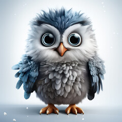 Obraz premium Watercolor Frosty owl, clipart Illustration, Generative Ai