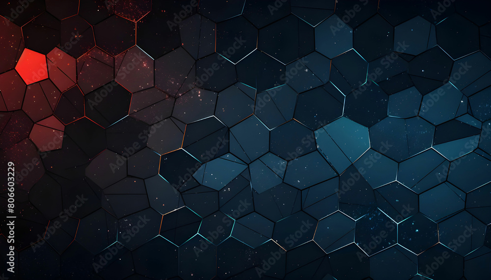 Poster dark abstract panoramic background. modern futuristic mosaic pattern of various geometric shapes and