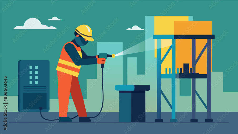 Poster the clang of the welding machine echoes through the construction site as the skilled worker creates 