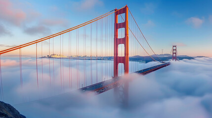 Landmark famous in San Francisco of the Golden Gate Bridge in California USA .Concept travel and world attractions