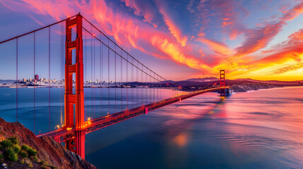 Obraz premium Landmark famous in San Francisco of the Golden Gate Bridge in California USA .Concept travel and world attractions