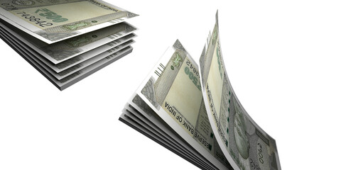 india currency .A five hundred rupee note with white background - Wealth concept