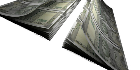 india currency .A five hundred rupee note with white background - Wealth concept