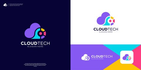 Colorful cloud point pin location logo design.