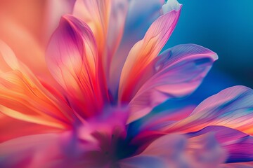 Striking abstract floral image with vivid orange and pink hues blending beautifully, creating a mesmerizing, painterly effect.

