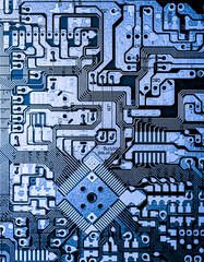 Closeup of electronic circuit Mainboard with microchips background. (logic board,cpu...