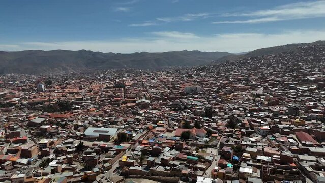 Potosi south american city bolivia silver mine Nacional de la Moneda bolivian Potos&iacute; mining town drone aerial view