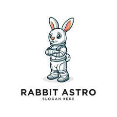 rabbit astronaut logo design vector illustration