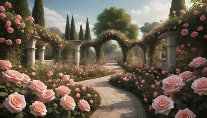 Imagine A Rose Garden In A Dream Within A Dream W - obrazy, fototapety, plakaty