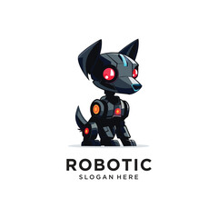 dog robot tech logo design vector illustration