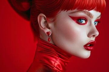 surreal woman in red