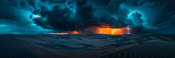 cloudy and windy storm in a stunning landscape, power of thunderstorm and dramatic weather in climate change