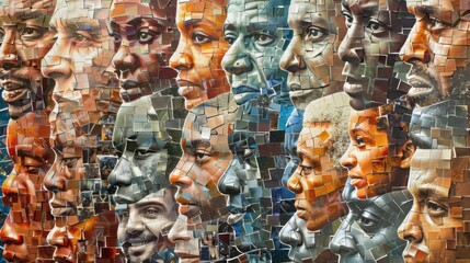 A collage of diverse faces arranged in a mosaic pattern, representing the rich tapestry of humanity and the beauty of individual uniqueness. 