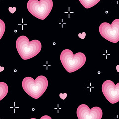 Seamless pattern with hearts. Abstract vector background. Retro style. Trendy texture for print, textile, fabric