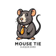mouse tie business logo design vector illustration