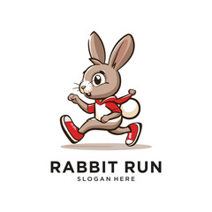 rabbit run logo design vector illustration