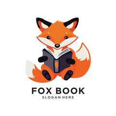 fox book logo design vector illustration
