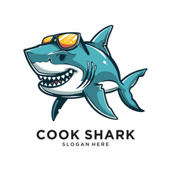shark enjoy in beach logo design vector illustration