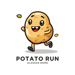 potato run character logo design vector illustration