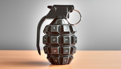 Fototapeta premium Key to Destruction: The Keyboard as a Hand Grenade