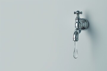 Dripping water tap on a clean background