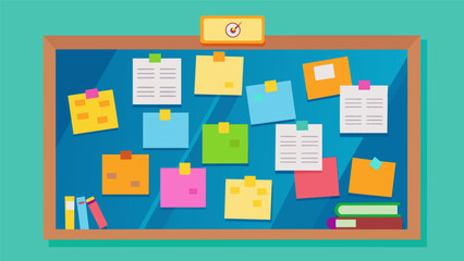 The librarys community bulletin board is adorned with colorful postit notes where visitors can leave recommendations for future records to be added to Vector illustration
