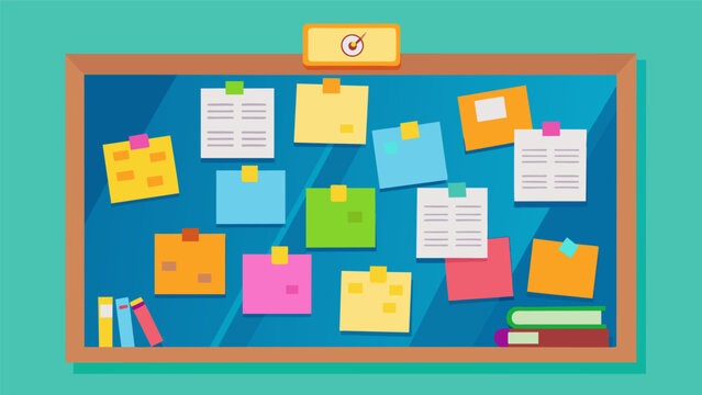 The librarys community bulletin board is adorned with colorful postit notes where visitors can leave recommendations for future records to be added to Vector illustration