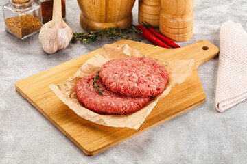 Raw beef minced meat cutlet